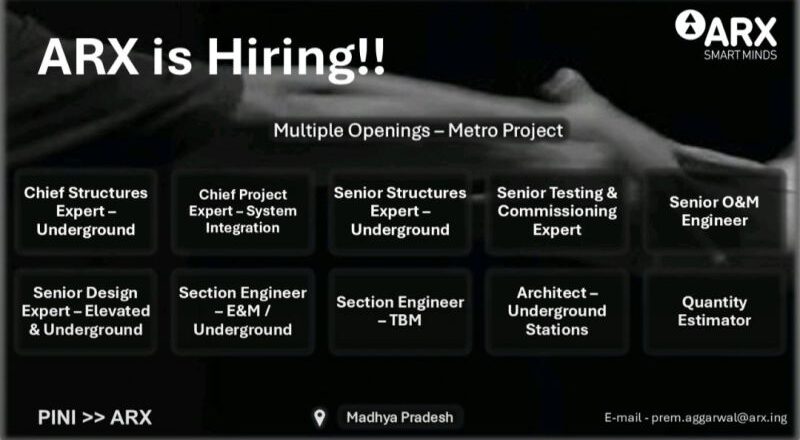 🏙️ 12 ARX Smart Minds Job Vacancies Madhya Pradesh – Metro Project
