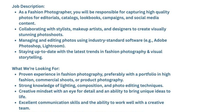 Exciting Fashion Photographer Job at Aspirow in Kuwait | Apply Now