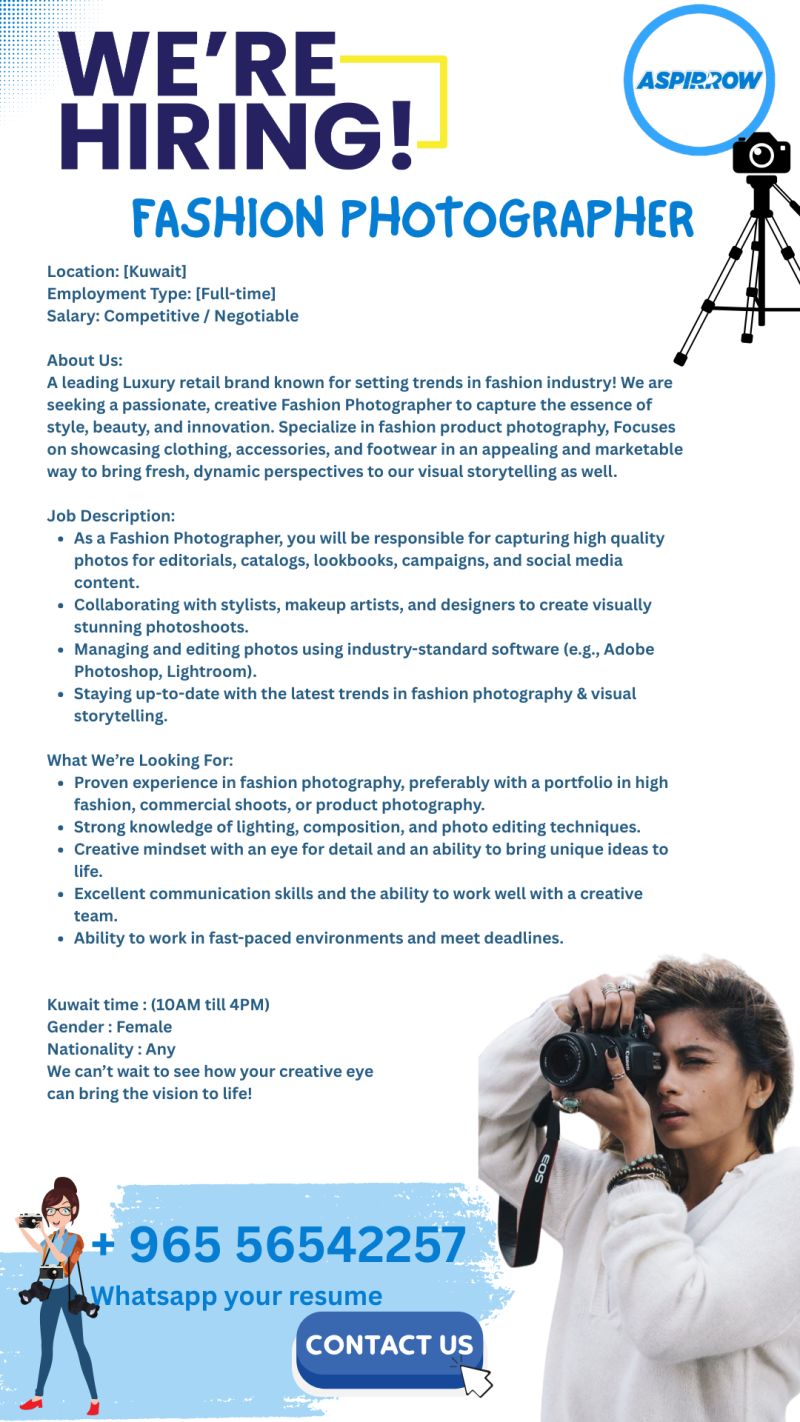 Elite Aspirow fashion photographer job openings in Kuwait 25