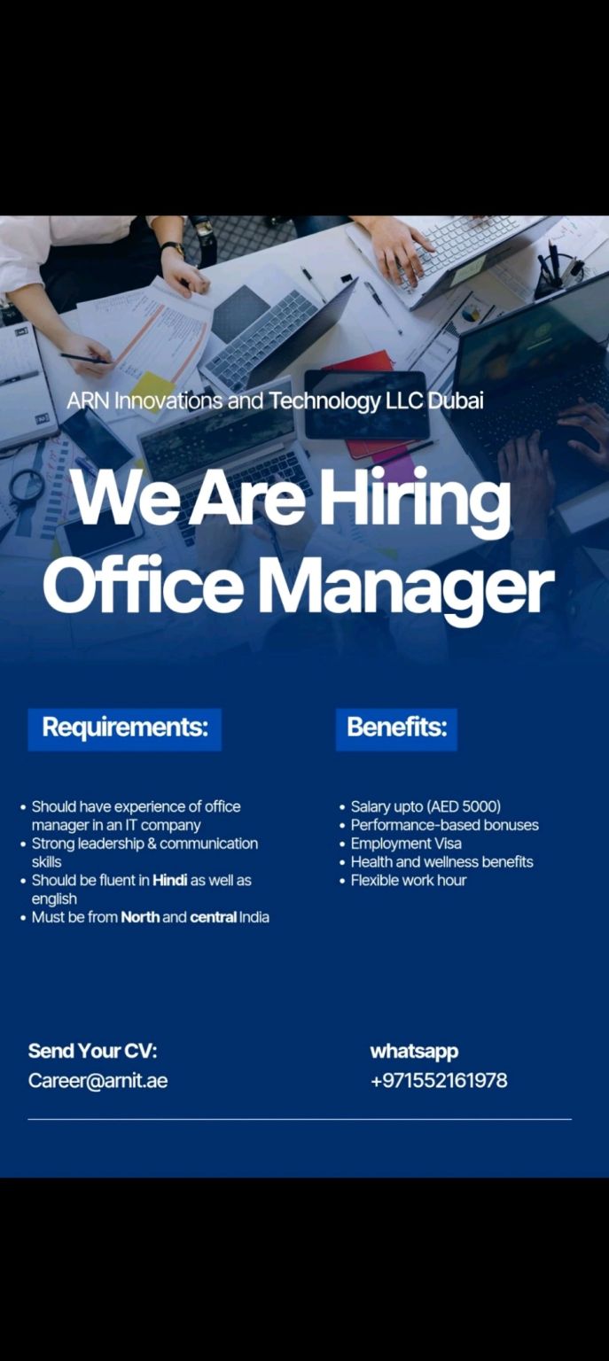 ✅ Exciting Opportunity at ARN Innovations and Technology LLC Dubai: Office Manager Job Vacancy in UAE 2025