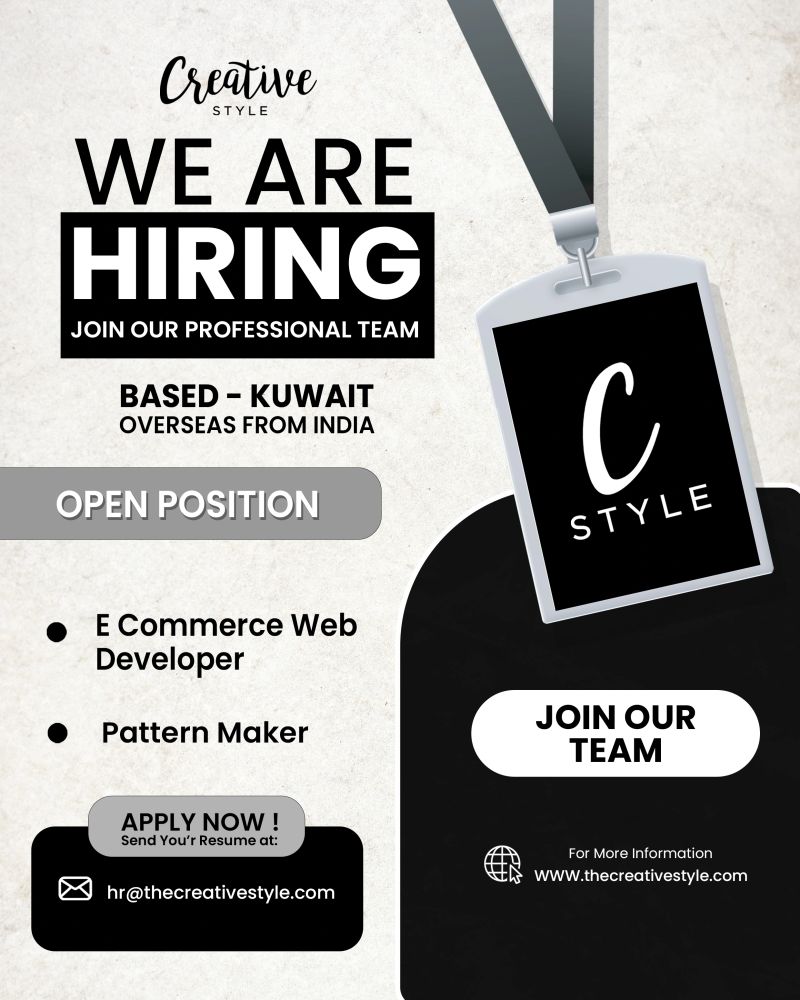 ✅ Creative Style Kuwait Job Vacancies 2025 | E Commerce Web Developer & Pattern Maker