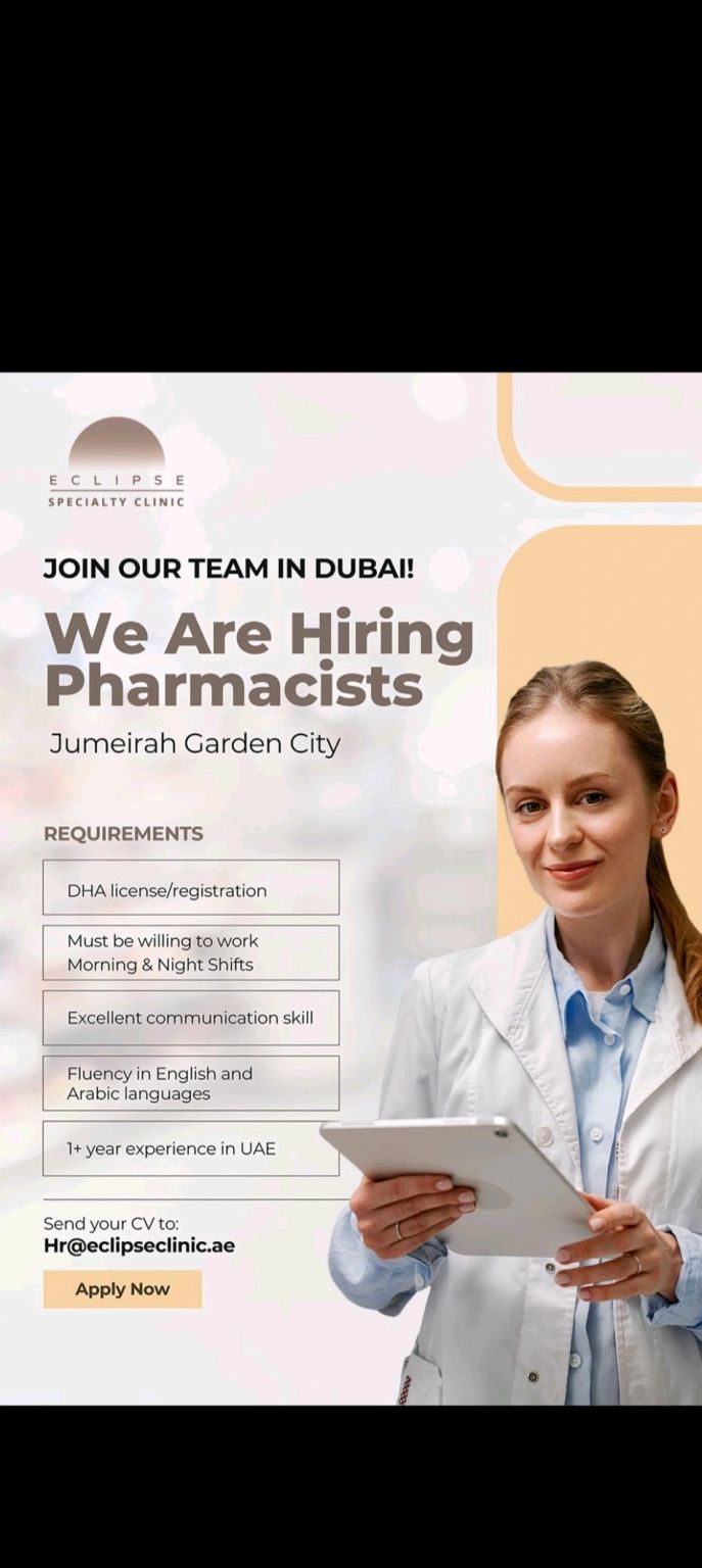 🌟 Boost Your Career | Eclipse Specialty Clinic Pharmacist Vacancy UAE 2025