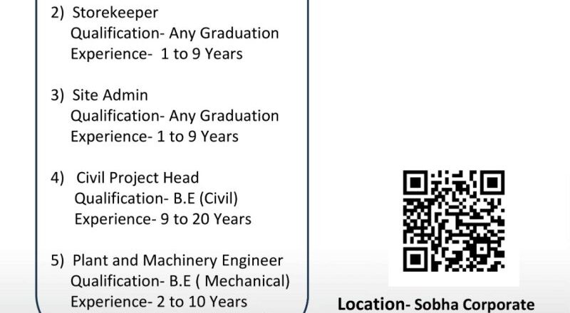 📍 Top Engineering Jobs in Bengaluru – Sobha Ltd. Walk-In Drive on 19th July 2025