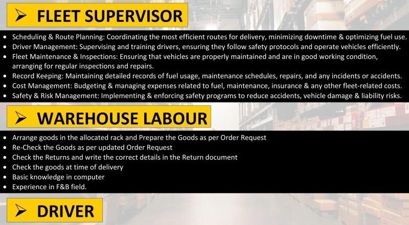 🌟 Oxygen Gym Kuwait Job Vacancies 2025: Hiring Fleet Supervisor, Driver & Labour