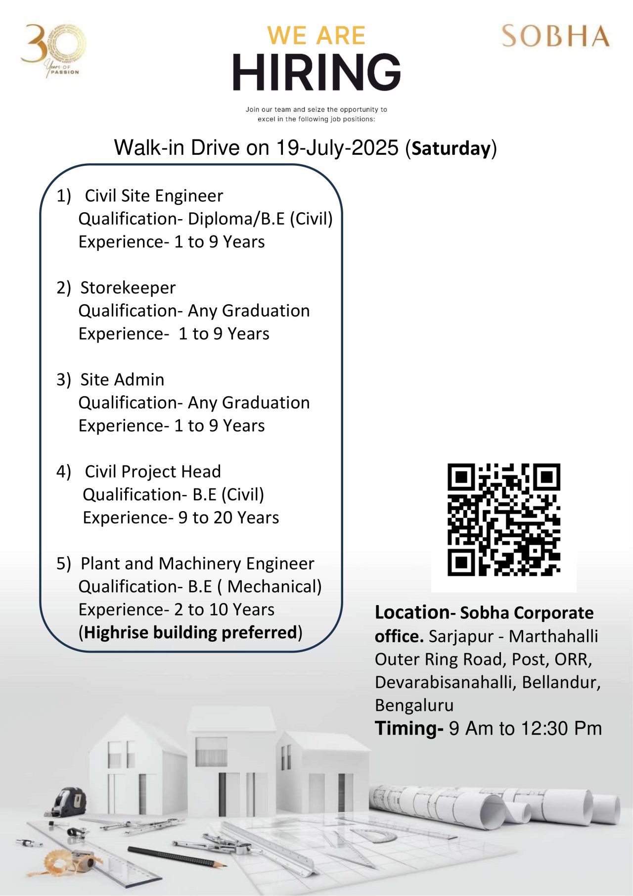 ποΈ Sobha Ltd Walk-in Interview in Bengaluru on 19 July 2025