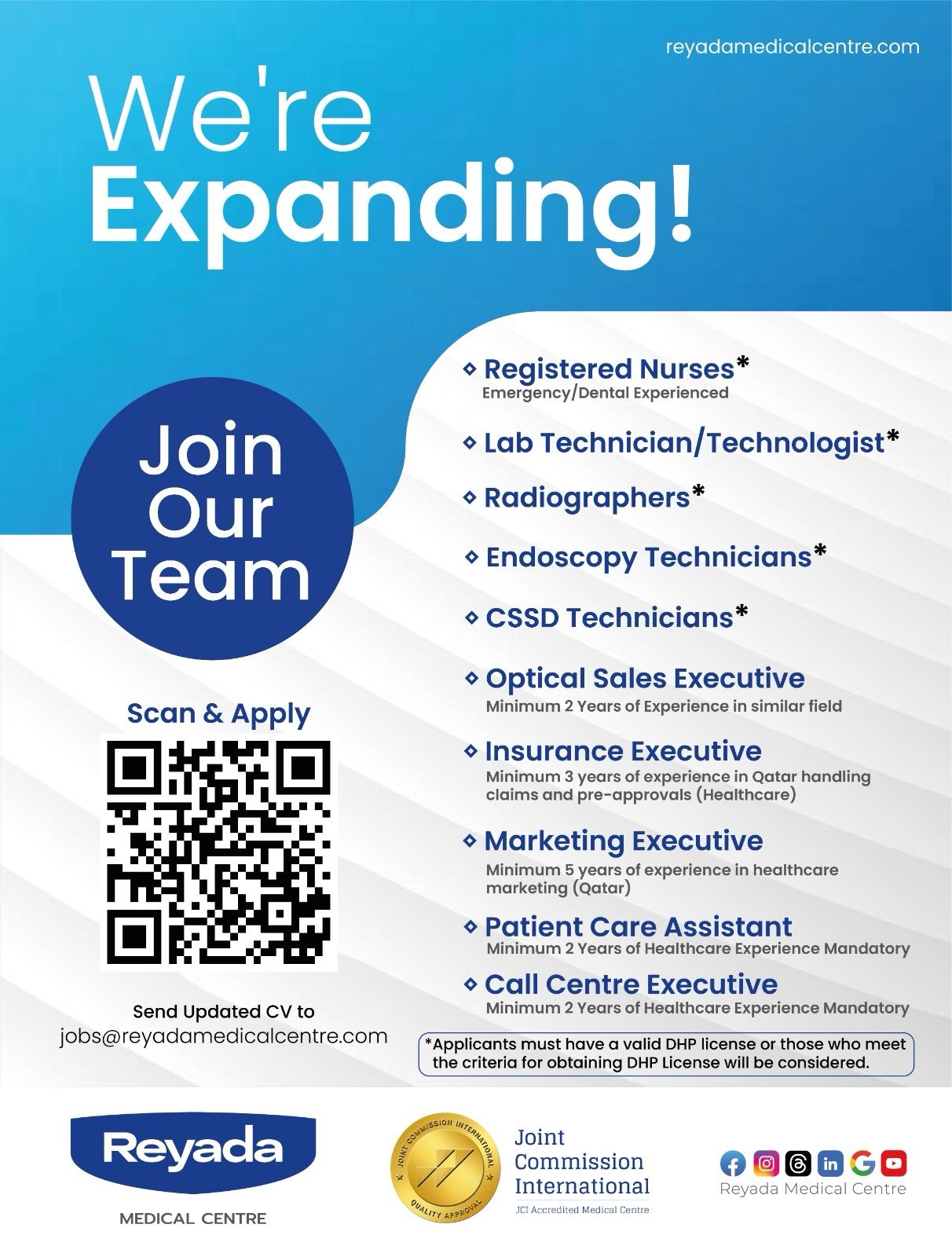 🏥 Reyada Medical Centre job vacancies in Qatar for healthcare professionals