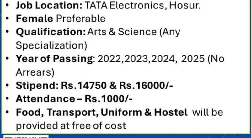 ✨ Excellent Tata Electronics Job Openings 14 July 2025 in Hosur