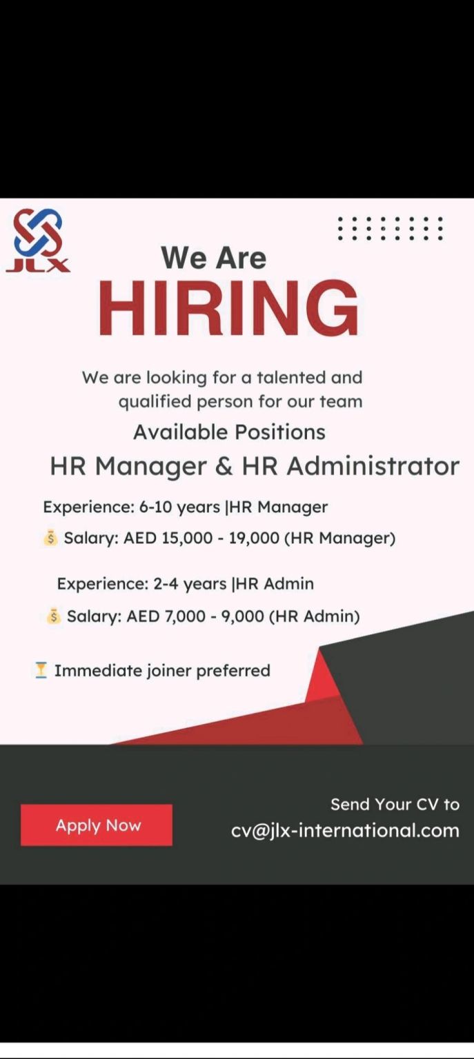 Secure Your Future JLX International Hiring 2025 Jobs ,Dubai