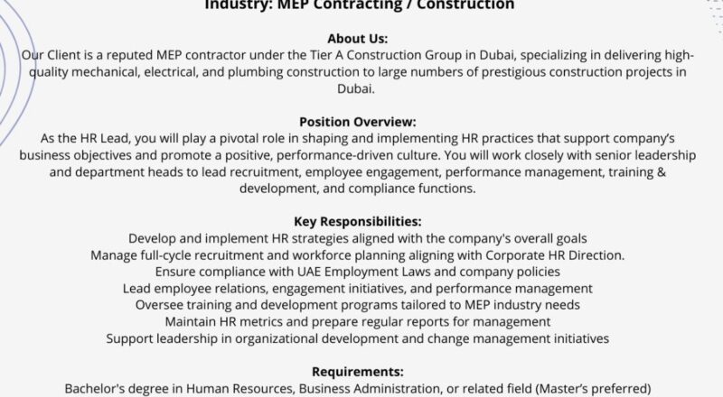 🌍 HR Job Vacancies in Dubai – Green Valley HR Careers 2025