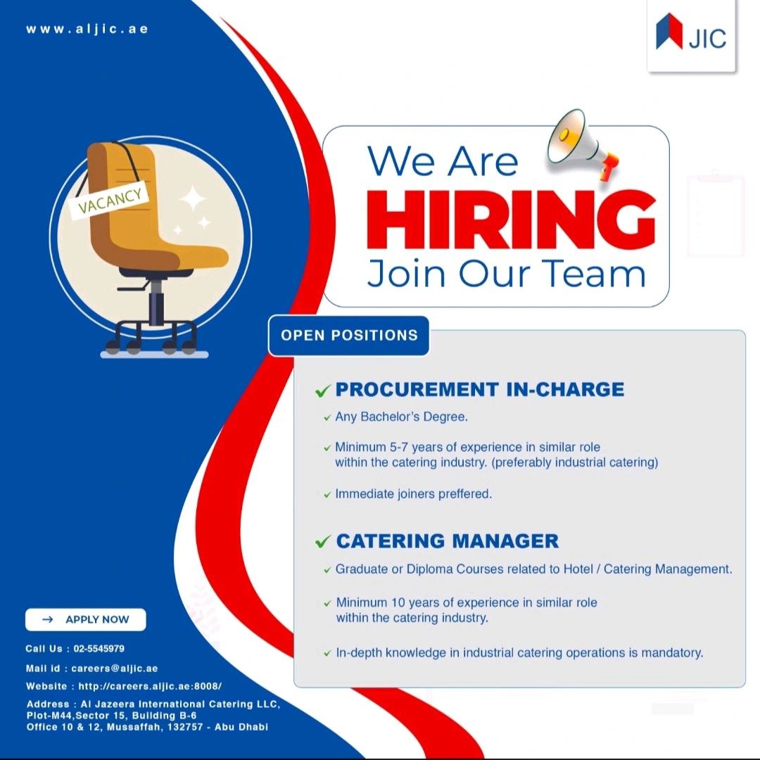 ✅ Al Jazeera International Catering Job Vacancies in Abu Dhabi 2025 | Apply Now