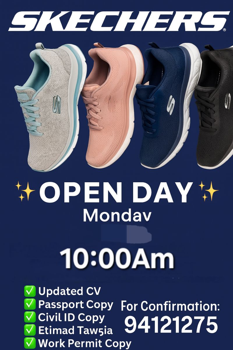 π Hawally: Skechers Sales Associate Open Day on Monday