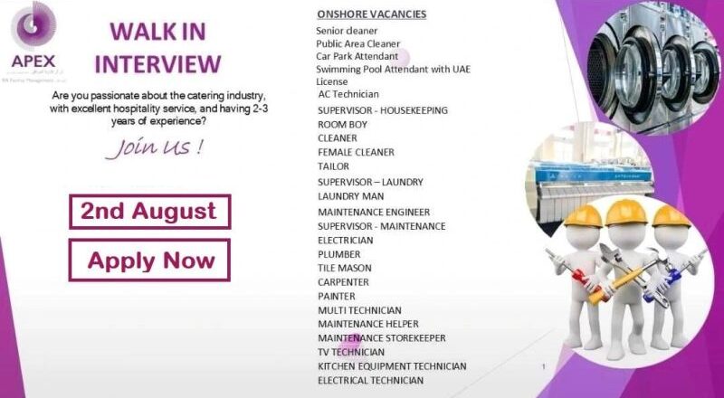 🌟 Amazing APEX RR Walk-in Interview UAE 2025 – Apply Now on 2nd August