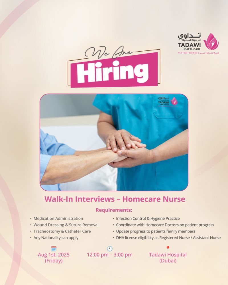 Tadawi Healthcare Homecare Nurse Vacancy UAE