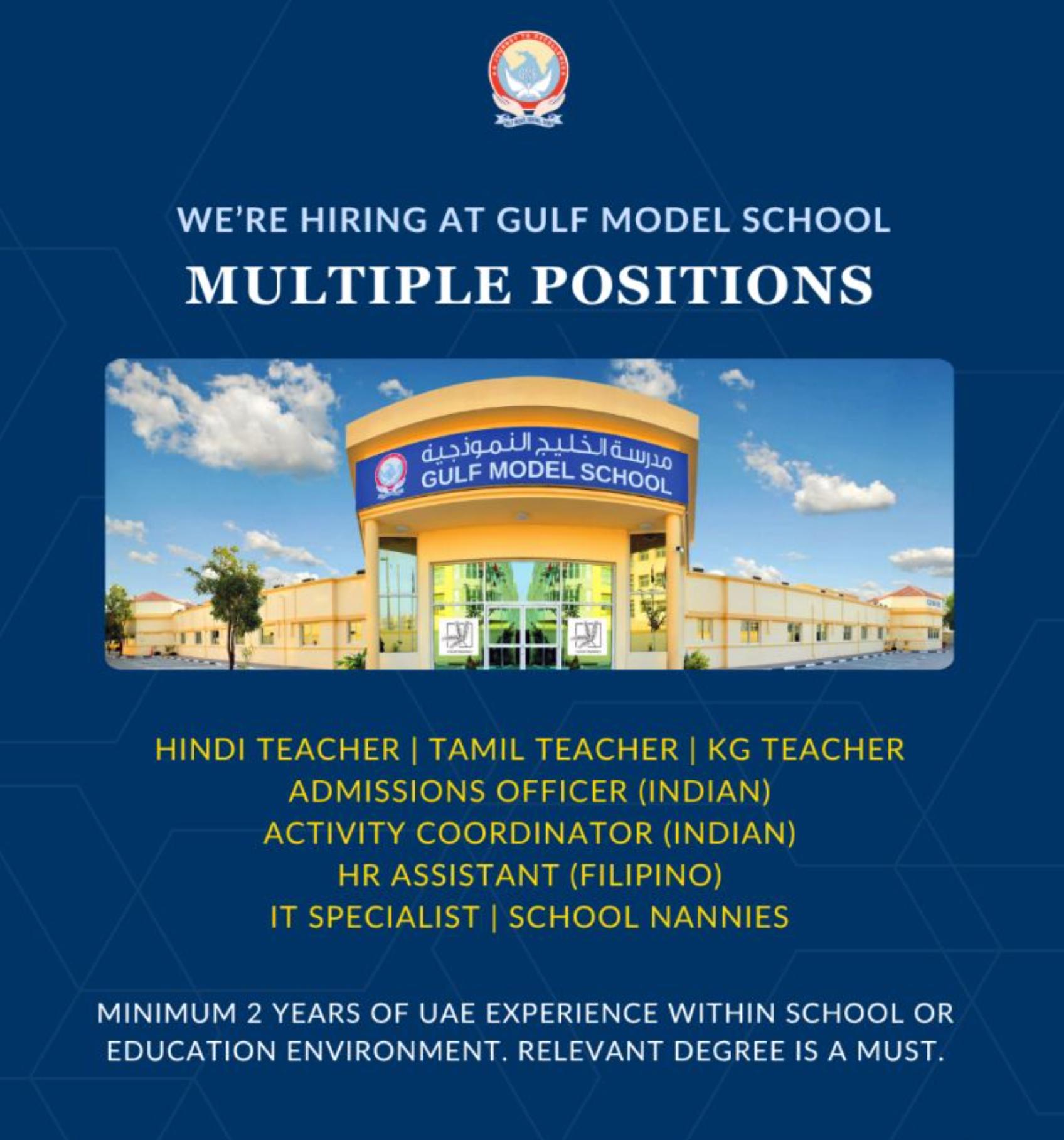 Dubai School Jobs 2025 – Multiple Vacancies at Gulf Model School (GMS) Now Hiring!