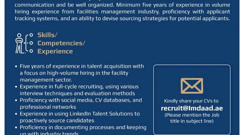 🚀 Incredible Opening at Imdaad – Recruiter Vacancy in United Arab Emirates (UAE), 2025