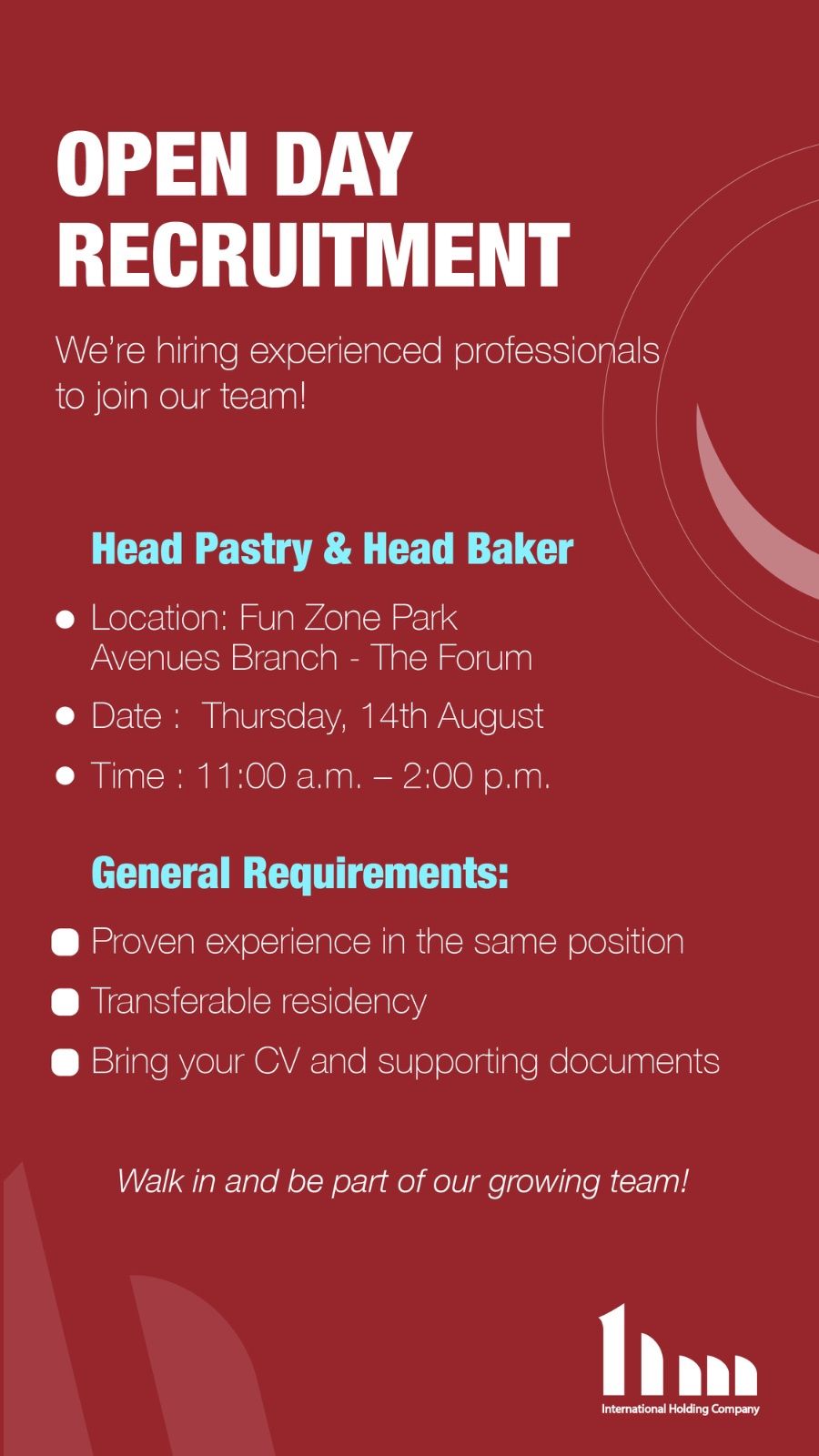π Inspiring International Holding Company Head Barista & Head Pastry Kuwait β 13th & 14th August