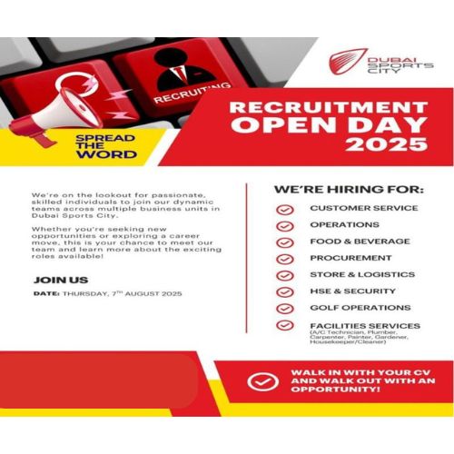 🌟 Dynamic Dubai Sports City Recruitment Open Day UAE – 7th August 2025