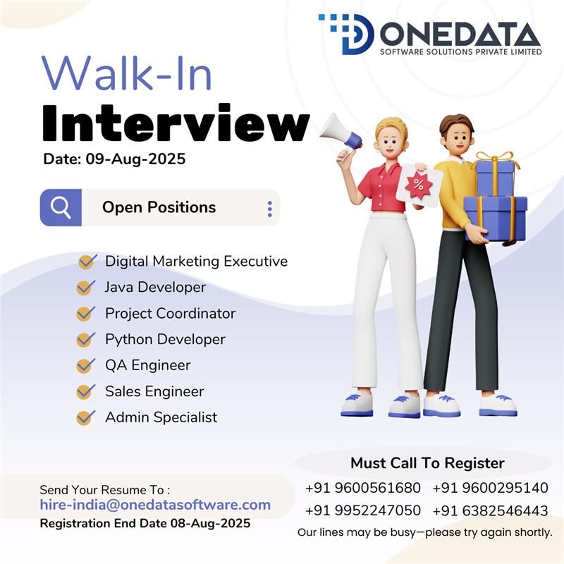Onedata Software – Walk-In Interview UAE 2025