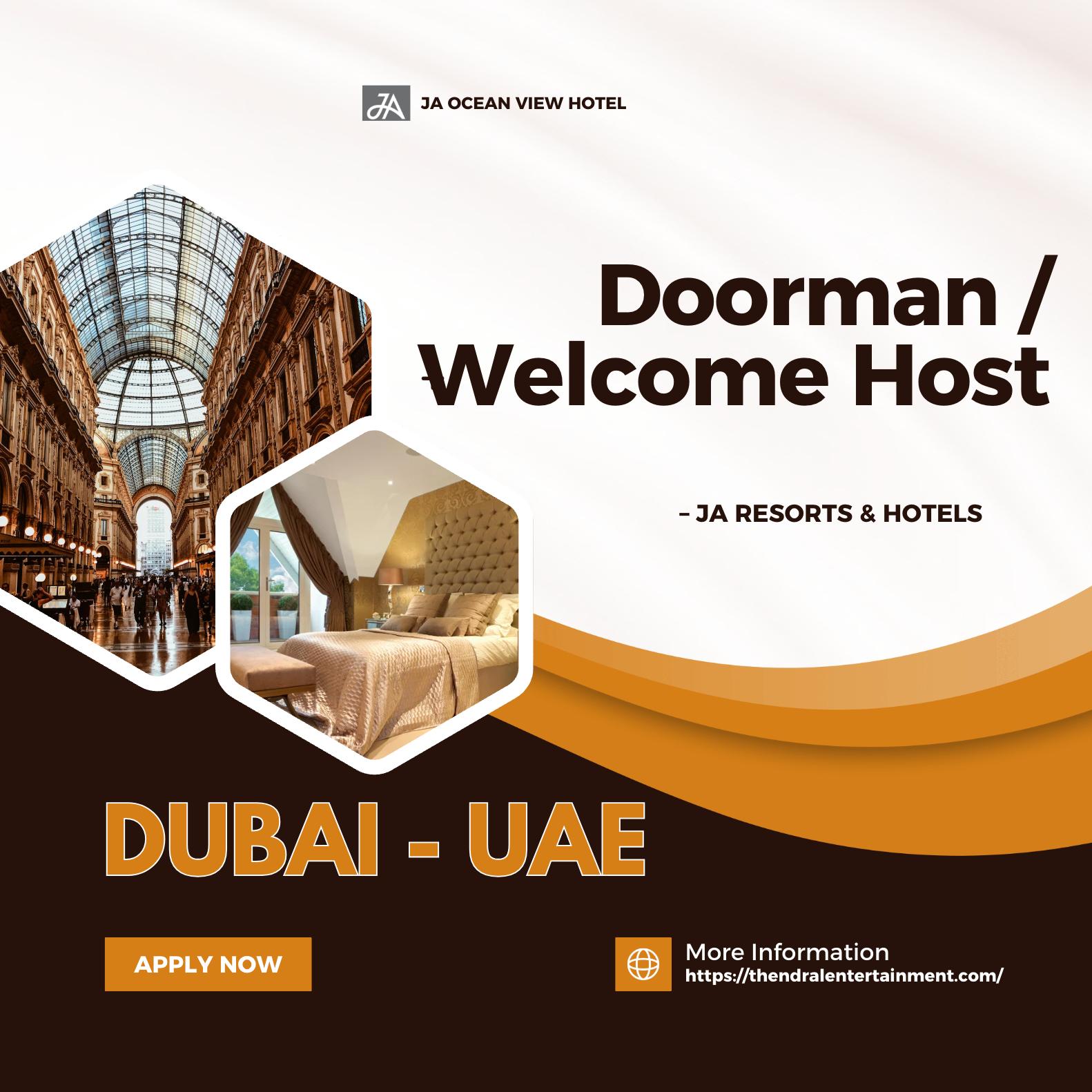 Front Office Jobs Dubai 2025 – Join Doorman Role at JA Ocean View Hotel | Apply Now