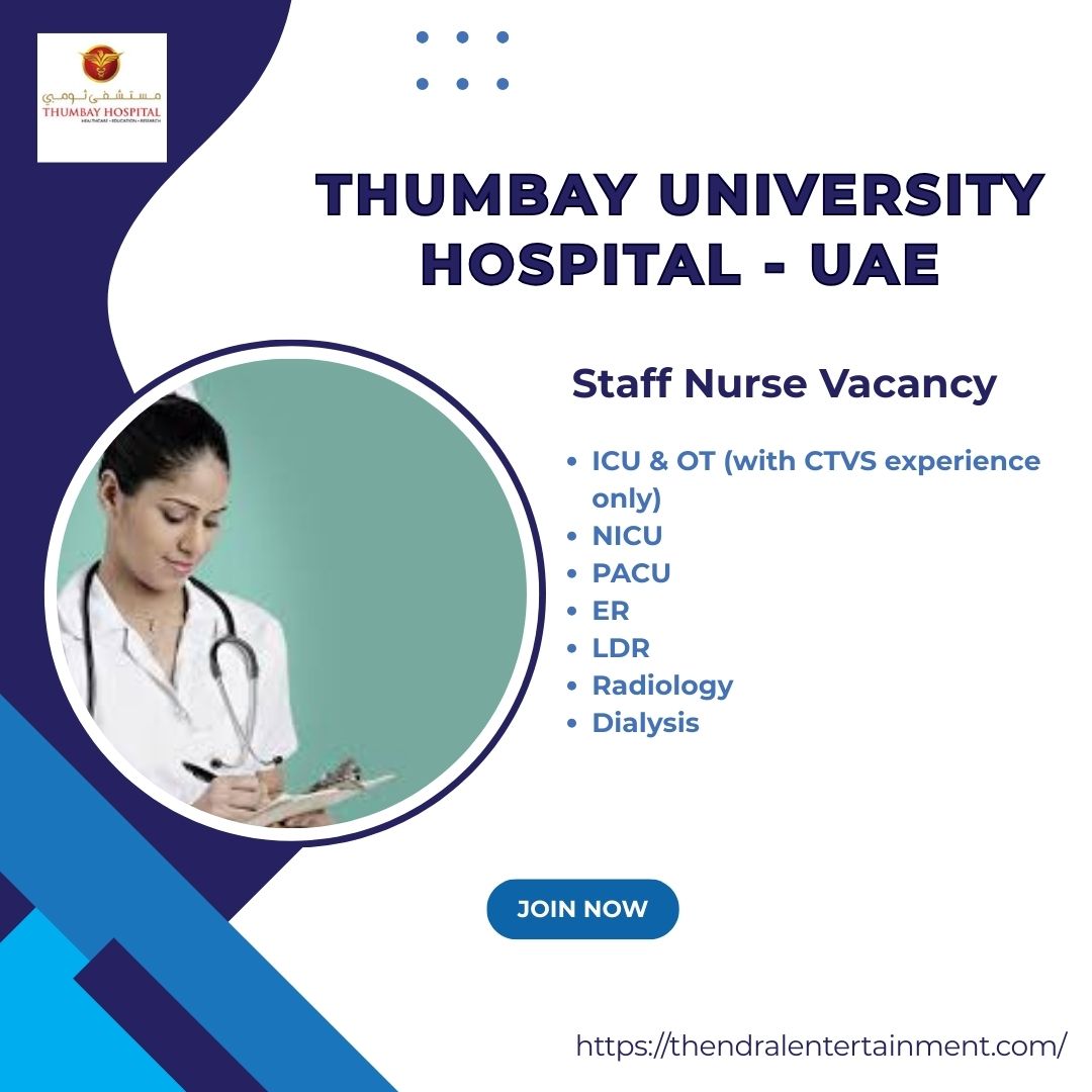 ✨ Thumbay University Hospital – Staff Nurse Vacancy in the United Arab Emirates – Walk In Interview on 16-09-2025