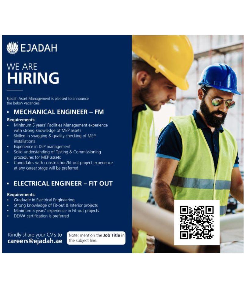 🔧 Ejadah Asset Management – Mechanical & Electrical Engineer Vacancy in the United Arab Emirates 2025 – Apply Immediately
