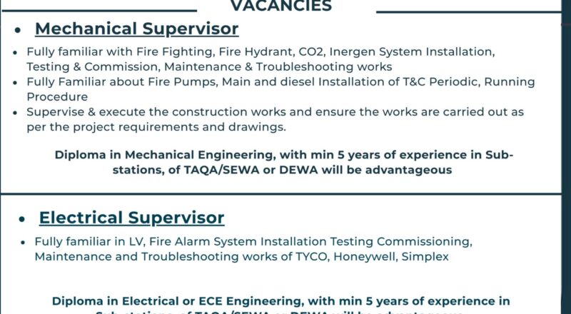 GISCO Careers UAE 2025 – Exciting Mechanical & Electrical Supervisor Jobs