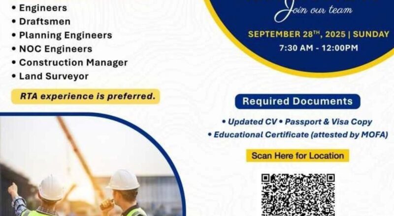 DBB Contracting Jobs Dubai – Exciting Walk-In Interviews for Engineers & Infrastructure Experts | 28th Sep 2025