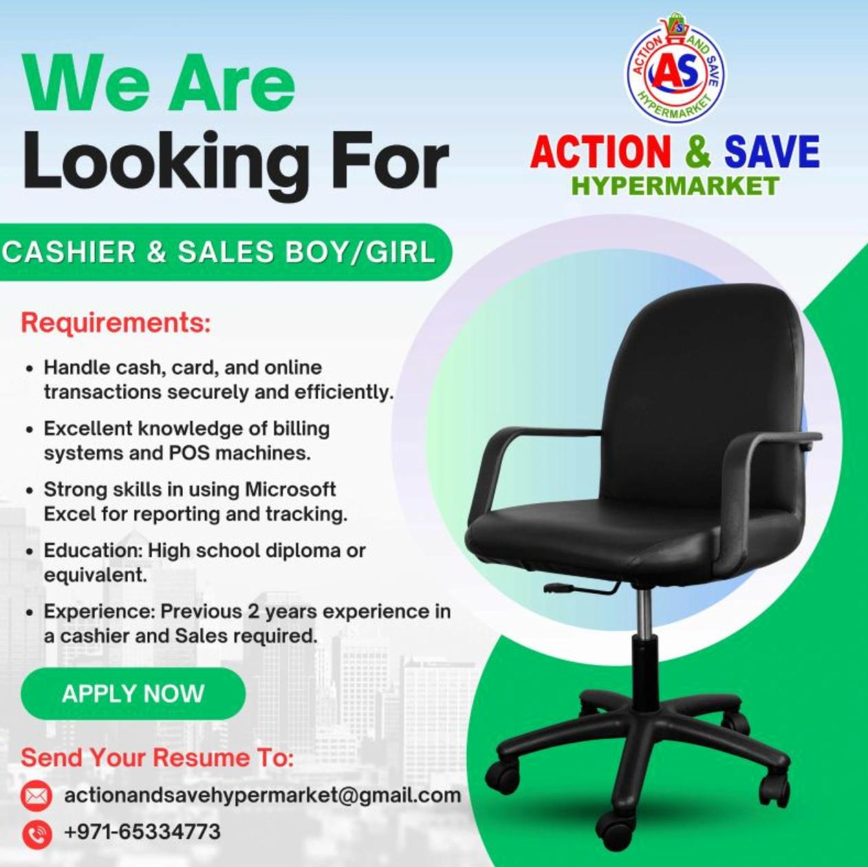 Cashier and Sales Jobs in Dubai 2025 – Apply Now at Action & Save Hypermarket