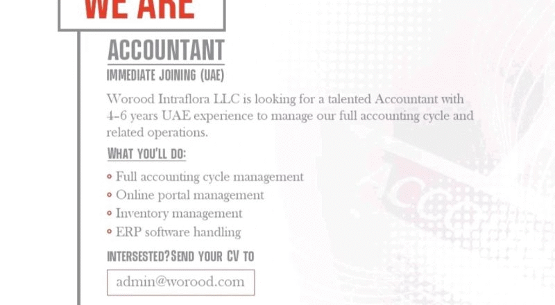 ⭐ Worood Intraflora LLC – Accountant Vacancy in UAE 2025 – Apply Immediately