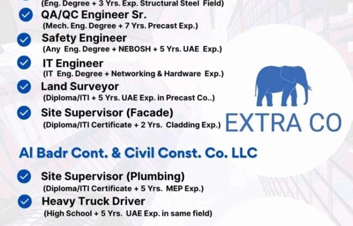 🚀 Extra Co. Industries LLC – Multiple Job Vacancies in the United Arab Emirates 2025