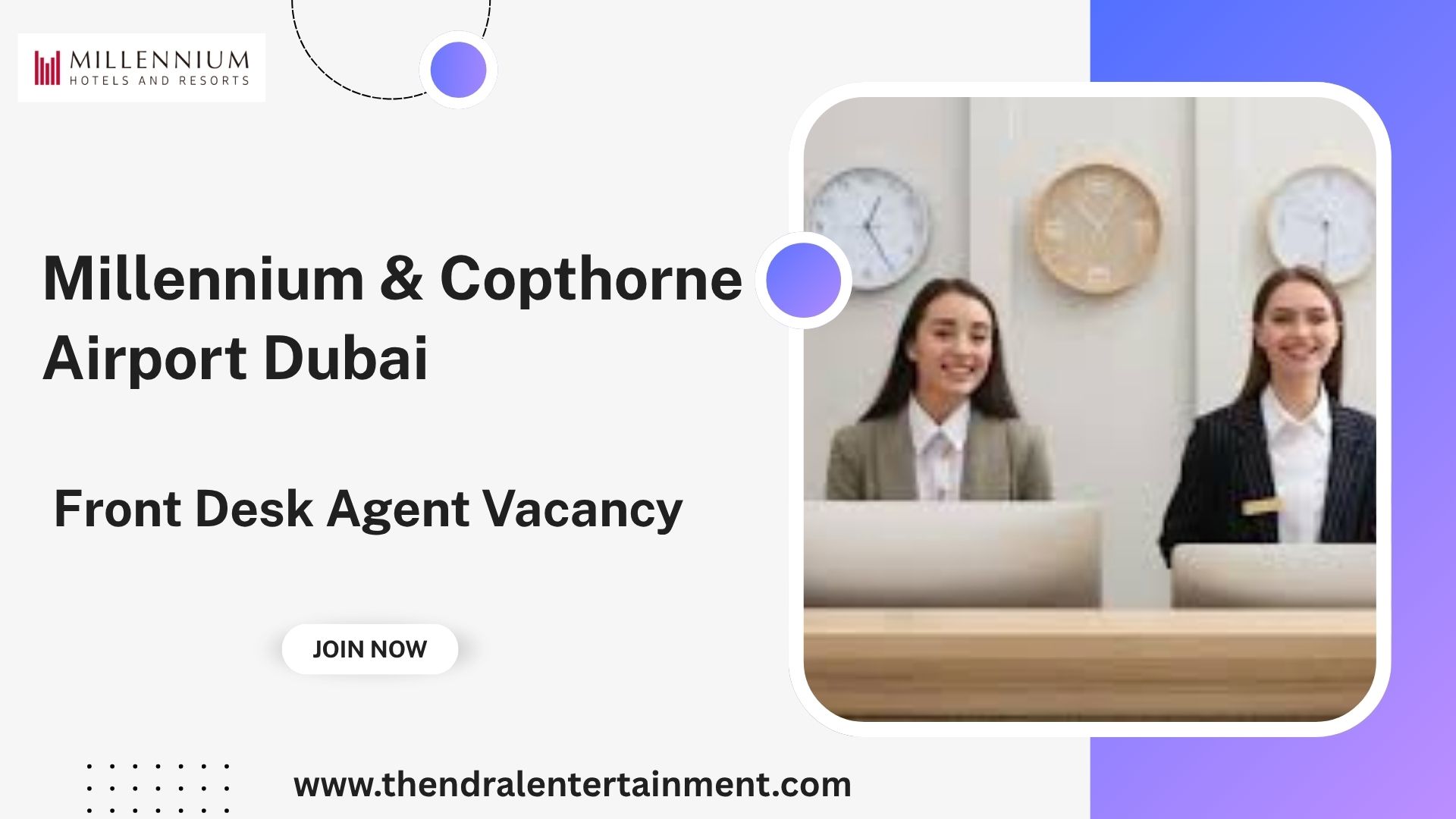 π¨ Millennium & Copthorne Airport Dubai β Front Desk Agent Vacancy in UAE 2025 β Apply Immediately