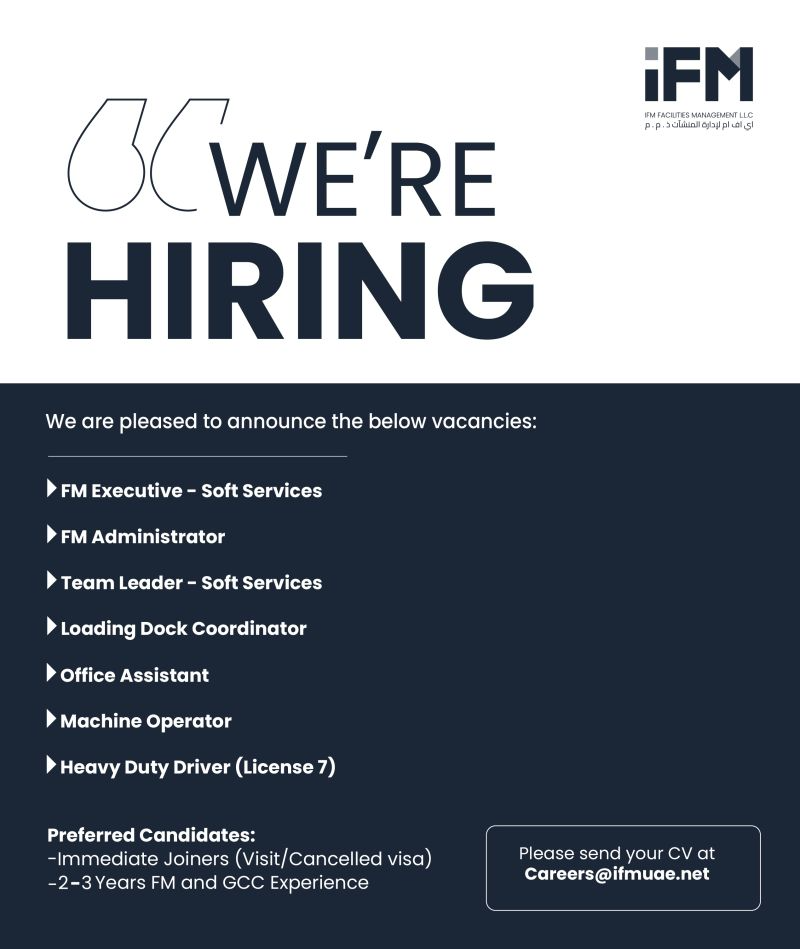 IFM Facilities Management – Job Vacancies in UAE 2025 – Apply Immediately