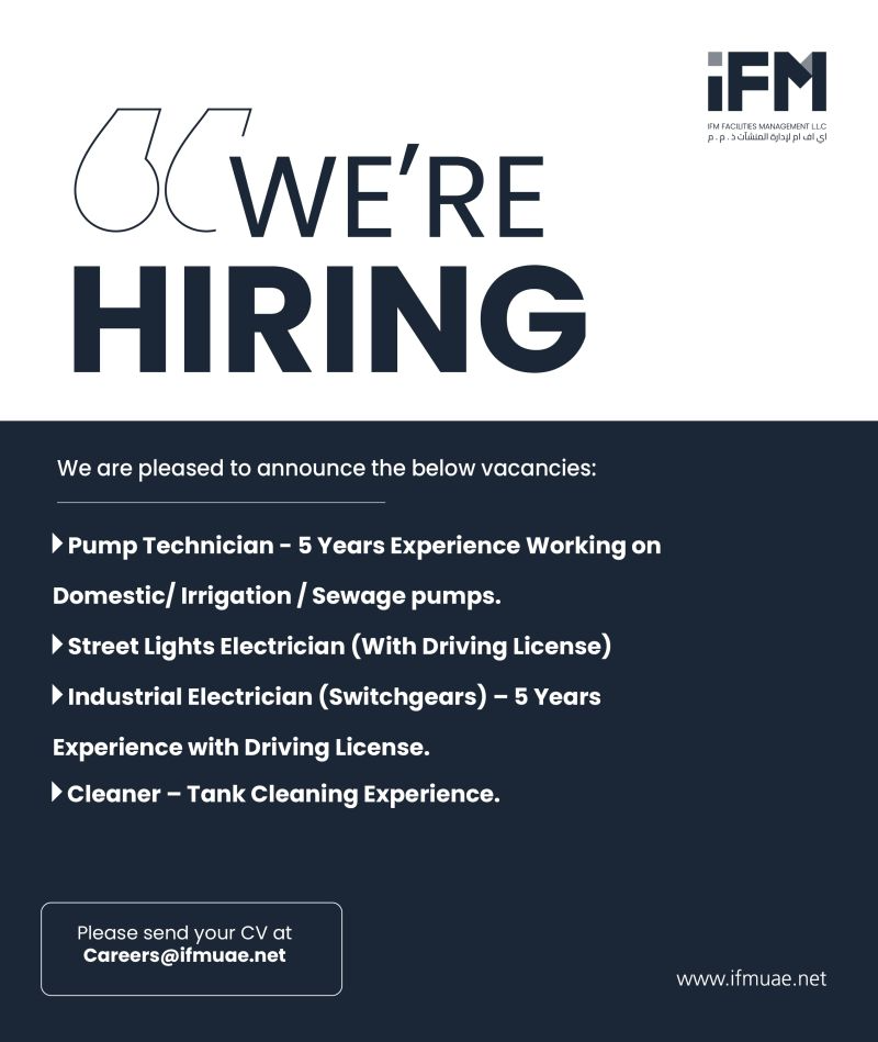 🏗️ IFM Facilities Management L.L.C – Technician & Electrician Vacancies in United Arab Emirates 2025 – Apply Immediately