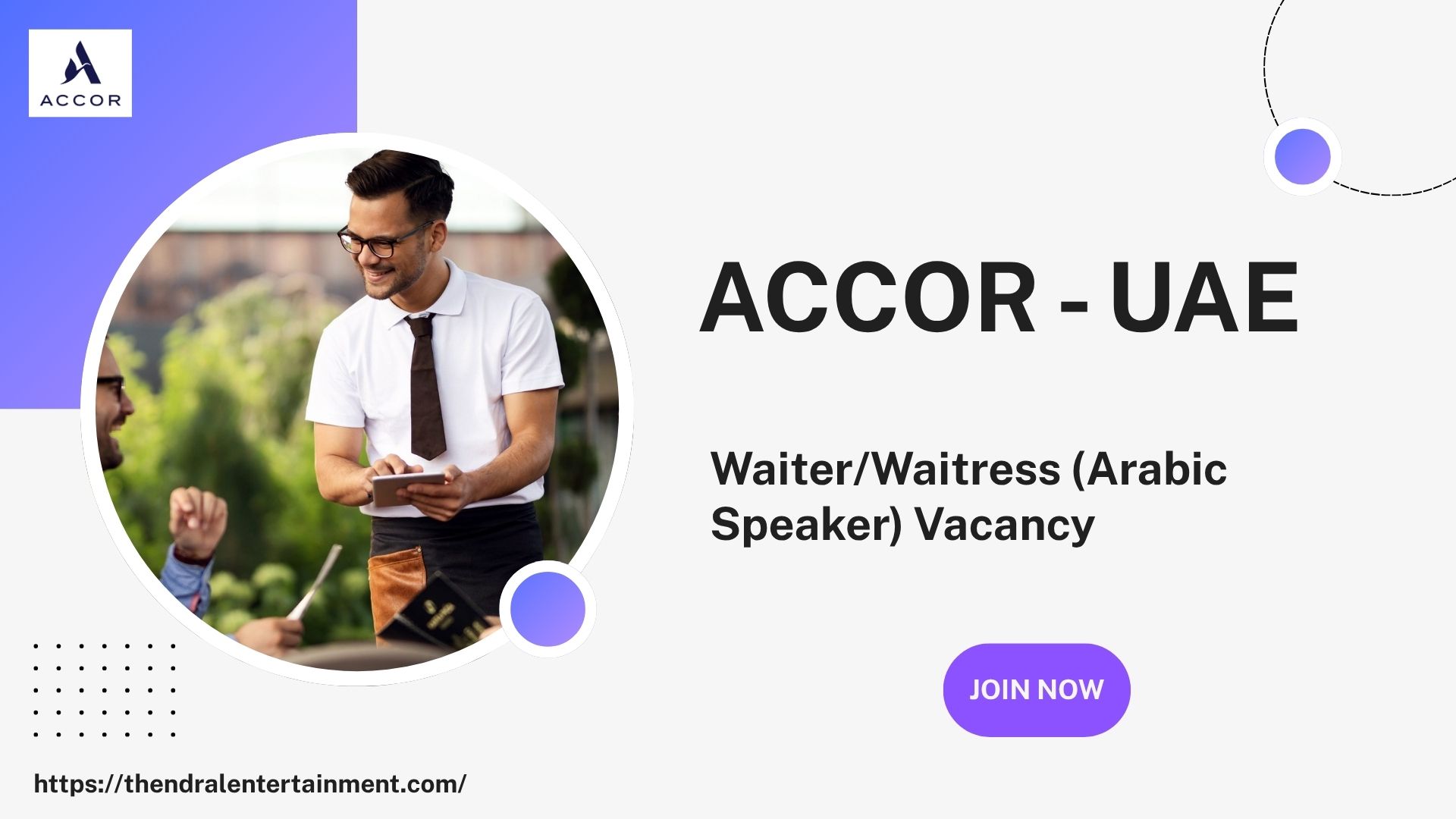 ๐ ACCOR โ Waiter/Waitress (Arabic Speaker) Vacancy in the United Arab Emirates 2025 โ Apply Immediately