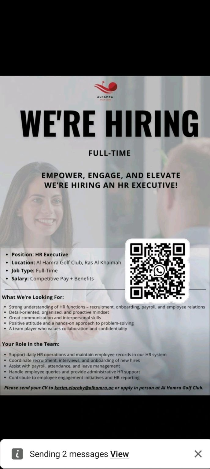 🌟 Al Hamra Golf Club – HR Executive Vacancy in the United Arab Emirates 2025 – Apply Immediately