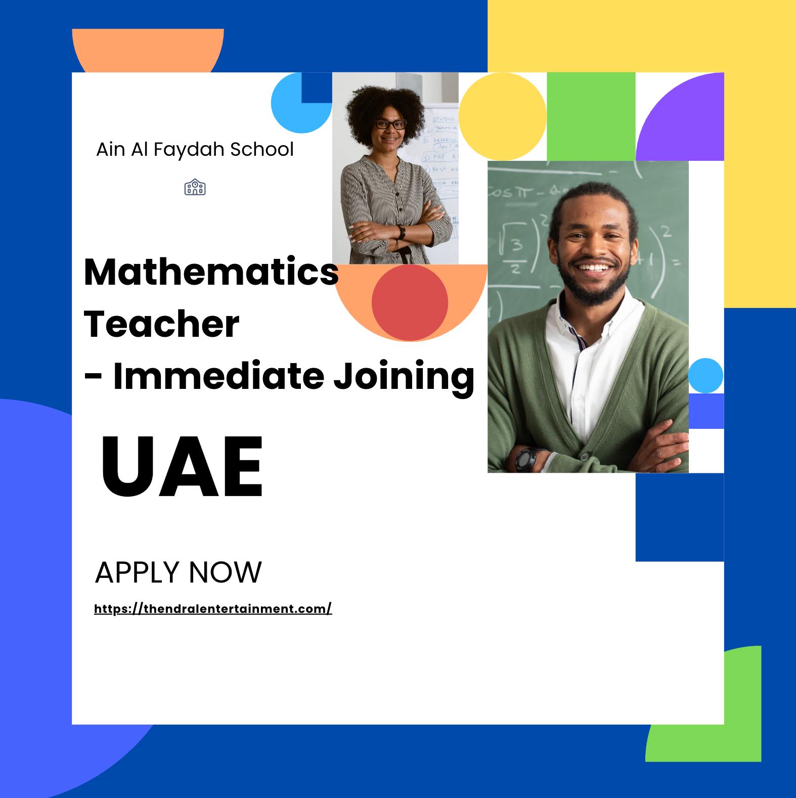 Mathematics Teacher Jobs UAE 2025 – Immediate Hiring at Ain Al Faydah School, Al Ain | Join Now