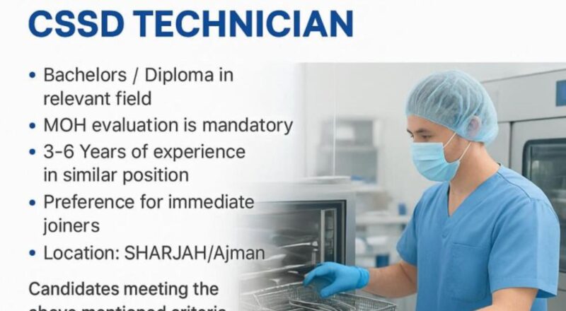Hospital Jobs in Sharjah 2025 – Exciting CSSD Technician Opportunities at Thumbay Healthcare