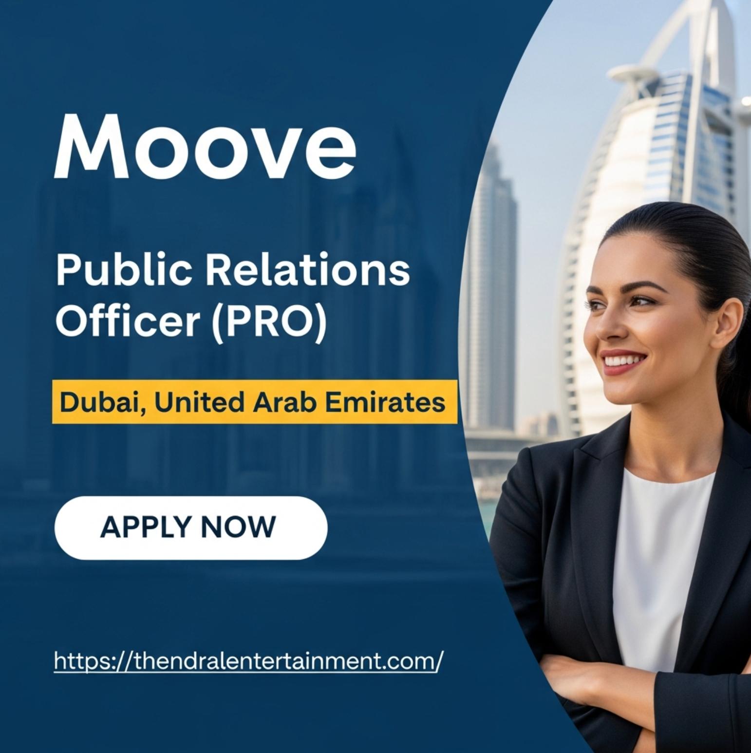 Public Relations Officer jobs Dubai 2025 – Exciting PRO Role at Moove