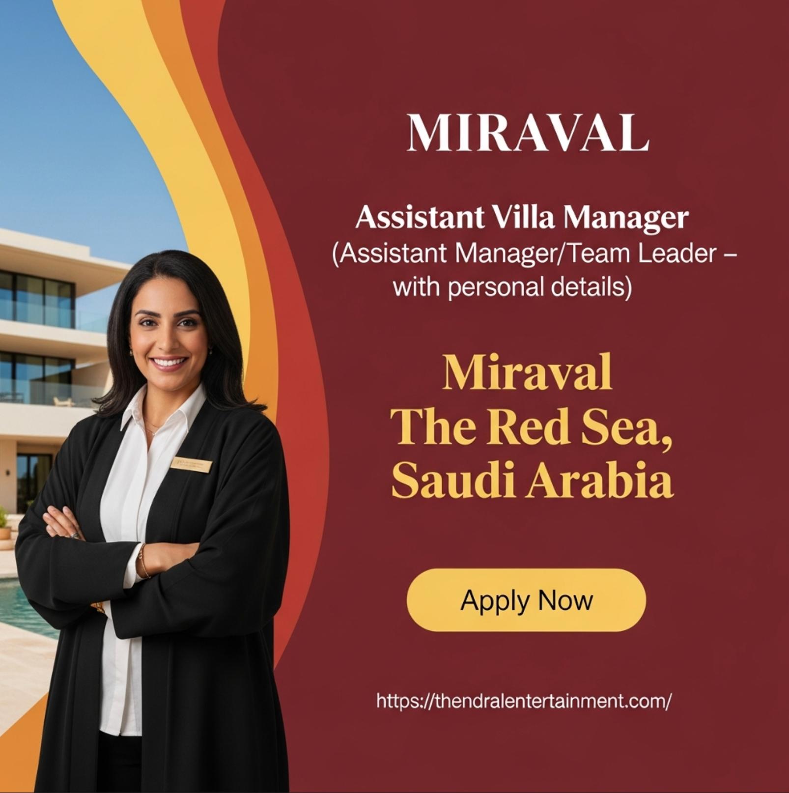 Assistant Villa Manager Jobs in Saudi Arabia 2025 – Luxury Careers at Miraval The Red Sea (Hyatt)