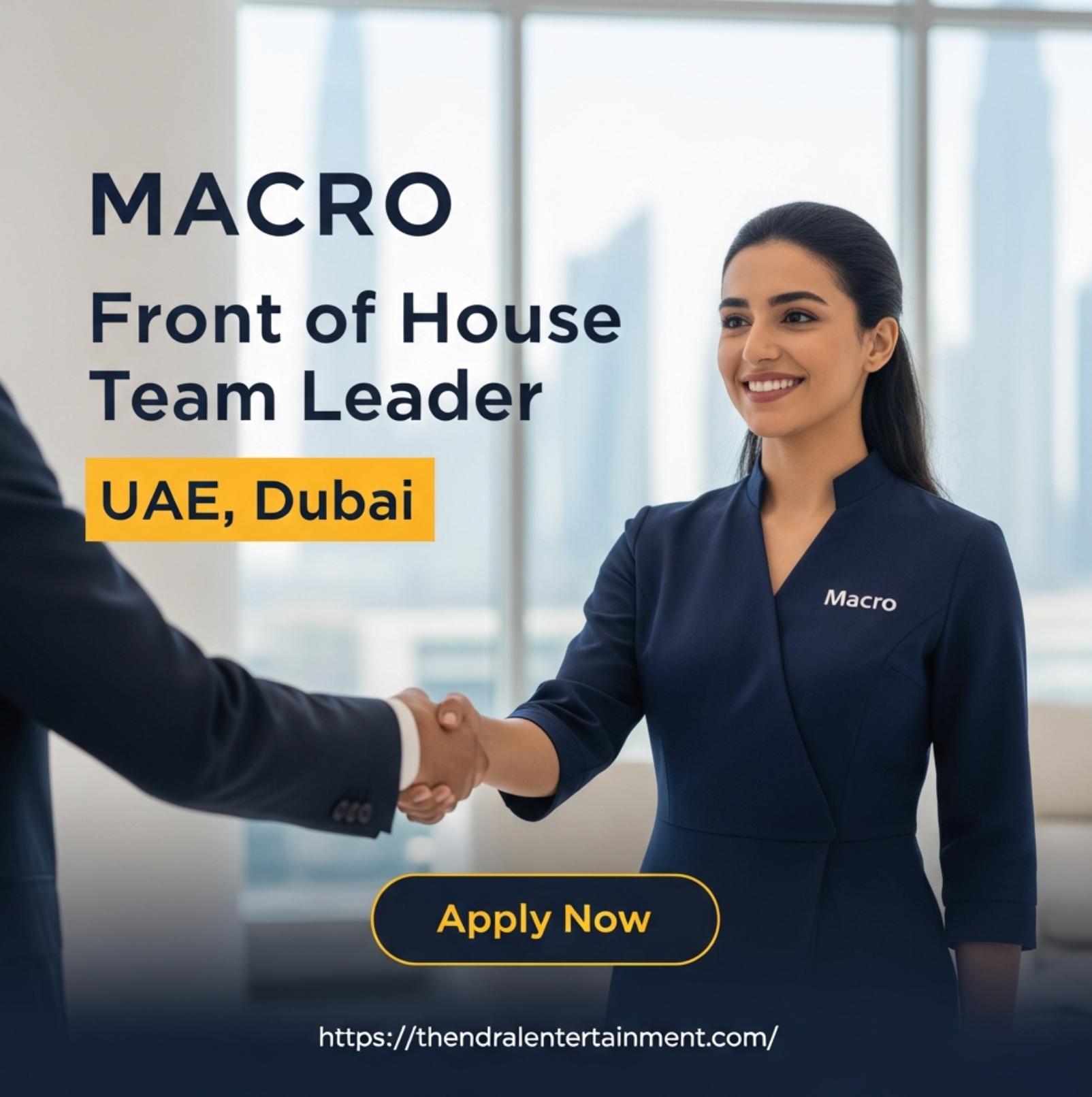 Front of House Team Leader Dubai 2025 – Lead Premium Service at Uptown Tower Now