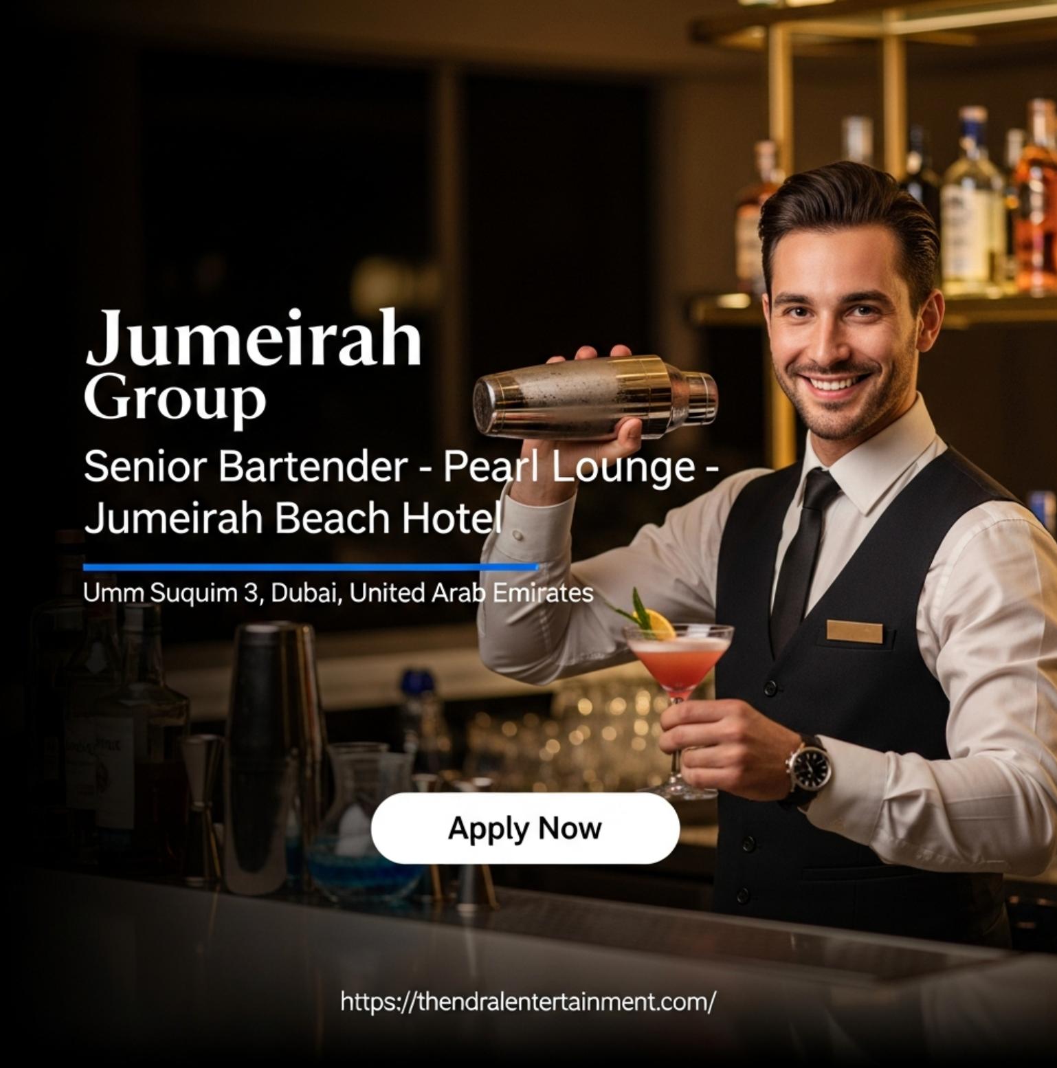 Senior Bartender Jobs in Dubai 2026 – Luxury Hospitality Career at Jumeirah Beach Hotel