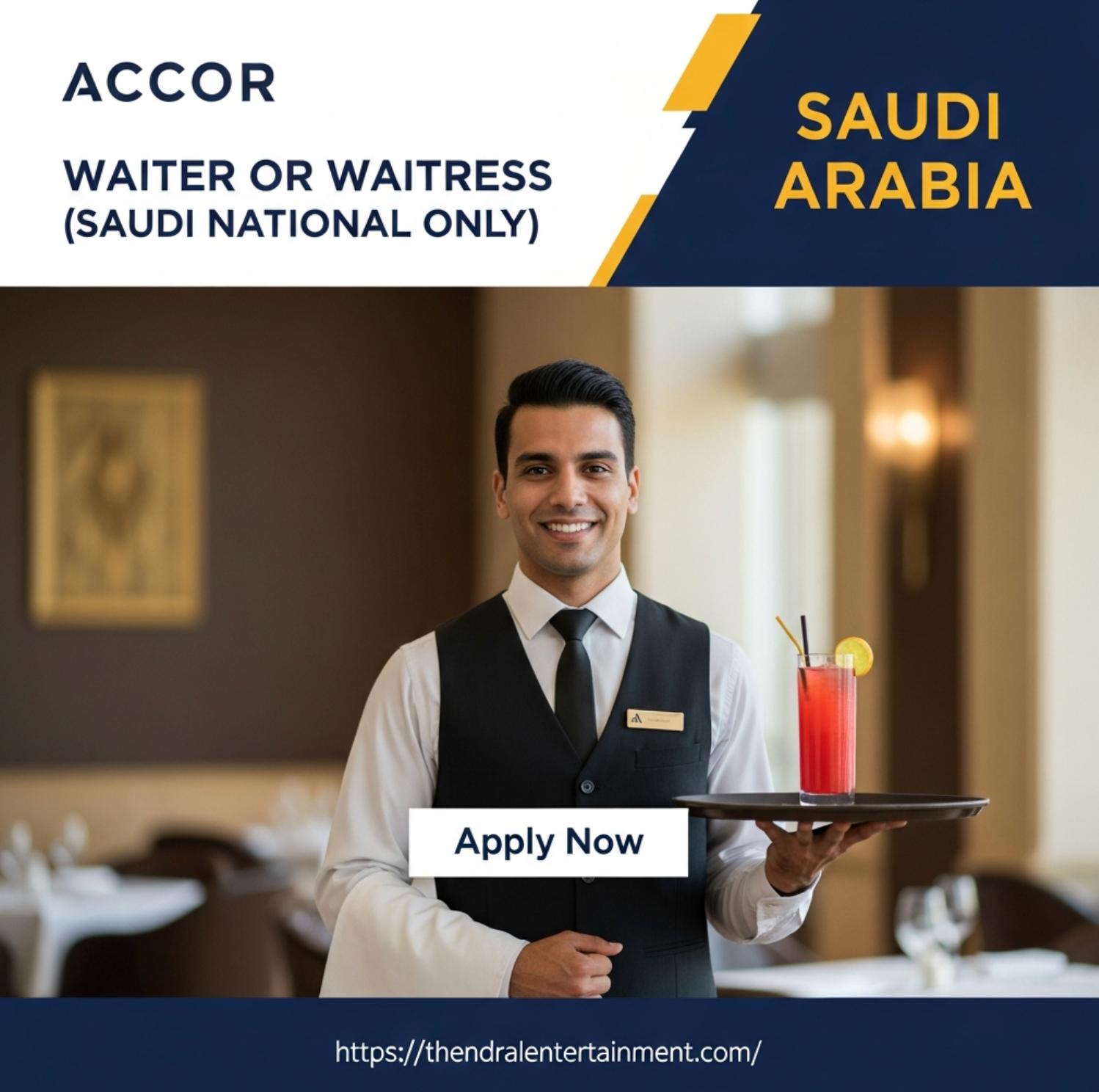Urgent Waiter Job in Saudi Arabia at Accor 2026 | Tax-Free Salary