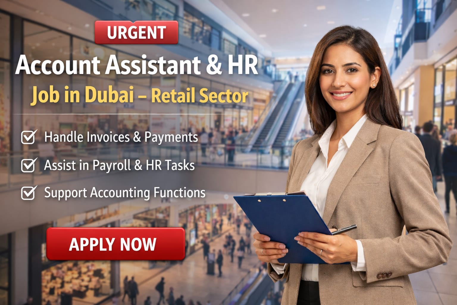 Apply for Accounts Assistant and HR Job in Dubai with Pet's Delight. UAE VAT, HR support, retail accounting role. Immediate joiners preferred.