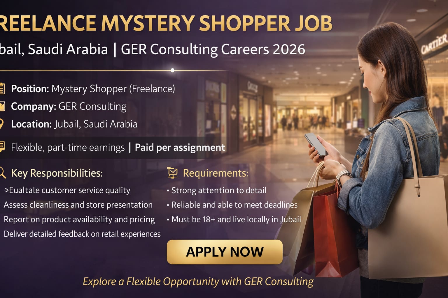 Freelance Mystery Shopper Job in Jubail
