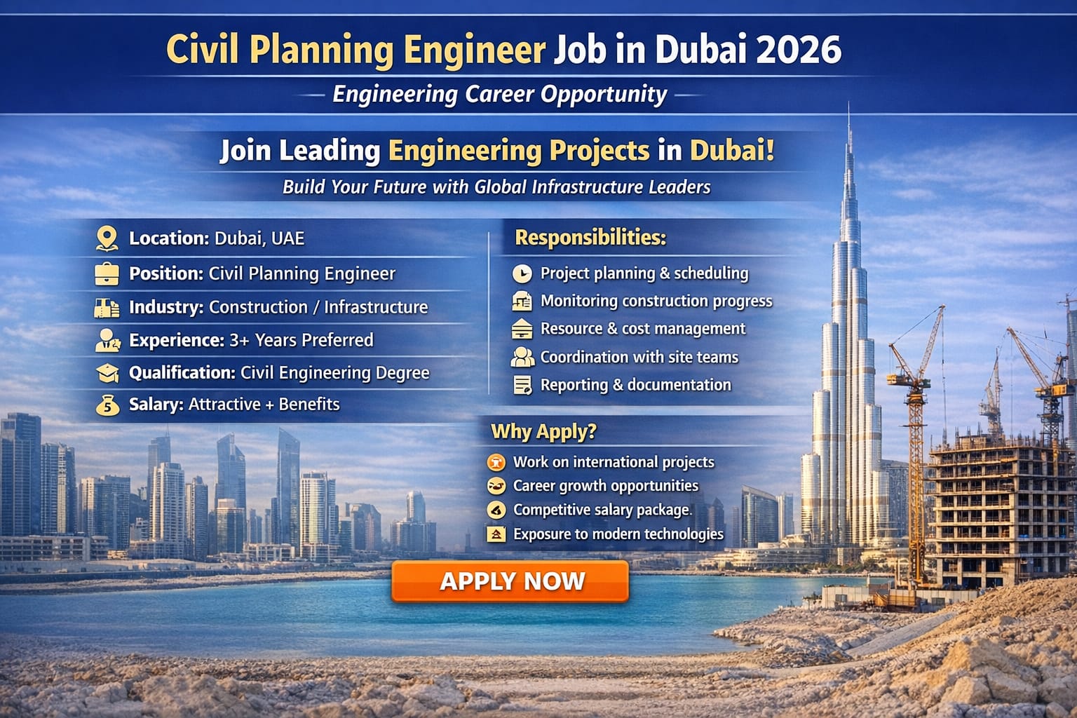 Civil Planning Engineer Job in Dubai