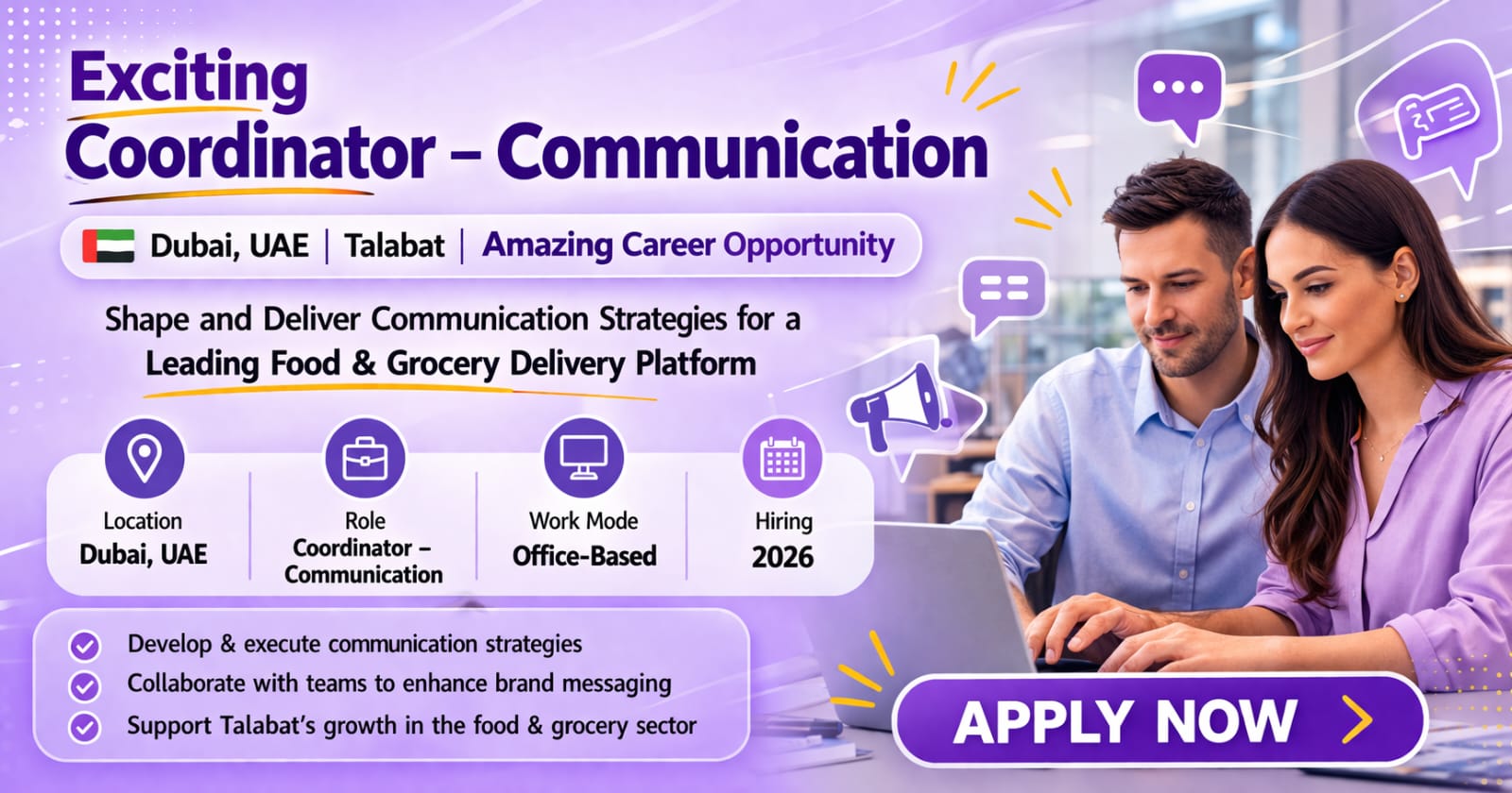 Coordinator Communications Job in Dubai UAE