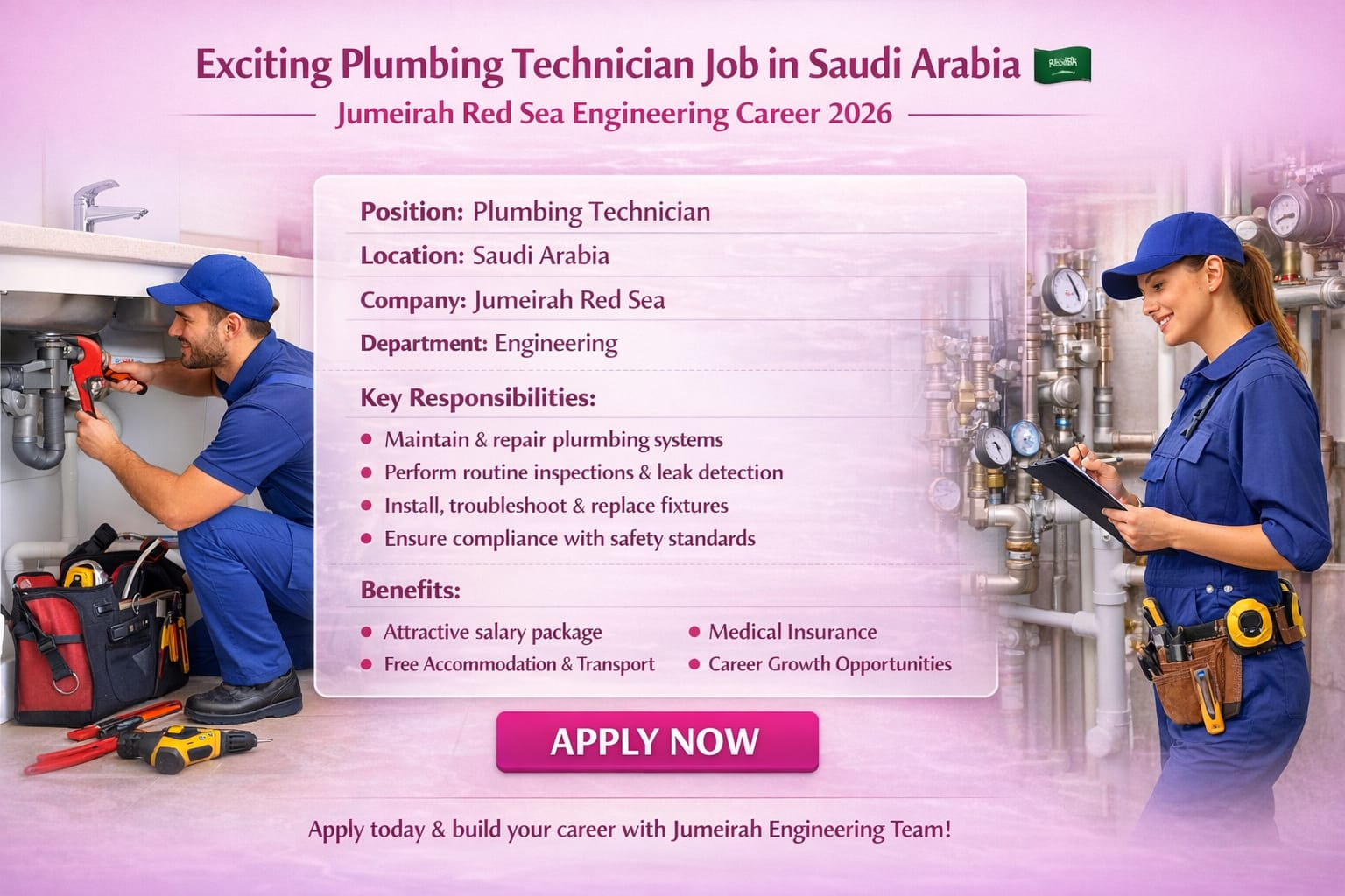 Plumbing Technician Job in Saudi Arabia