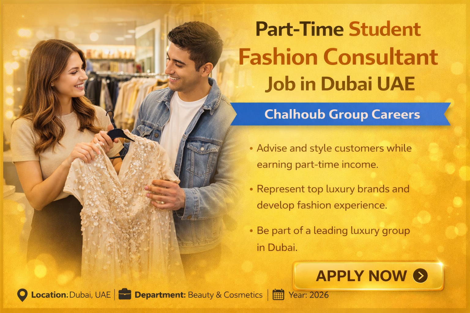 Part-Time Student Fashion Consultant Job in Dubai UAE