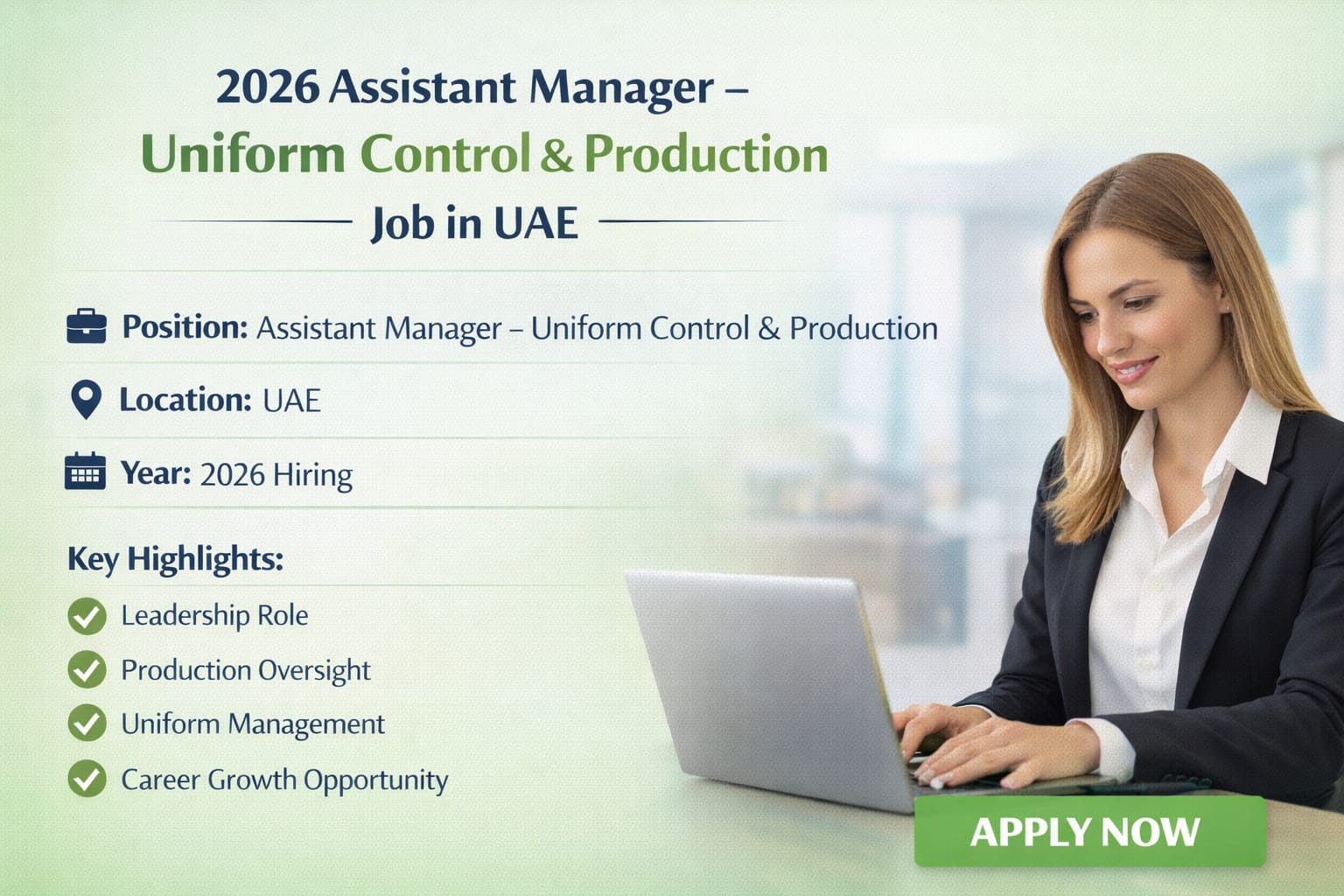 Assistant Manager Uniform Control Production Job in UAE