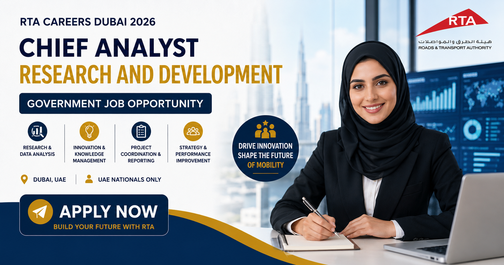 Chief Analyst Research and Development Jobs Dubai 2026 | RTA Careers UAE